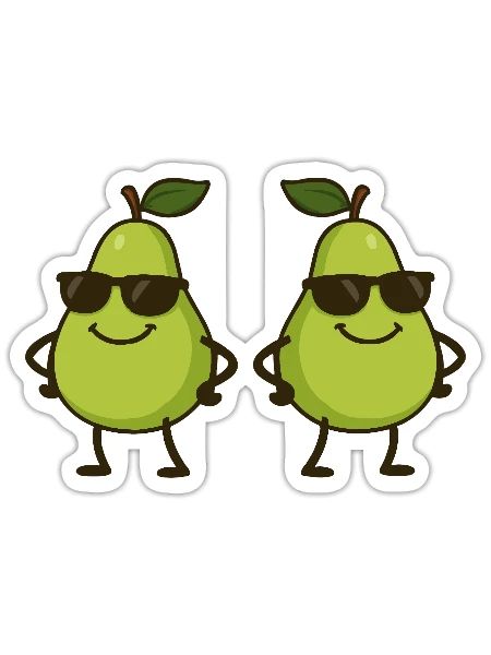 Poire Bande Dessinée Cool 2 - Sticker taille S (10 x 10 cm) - blanc mat - Devant