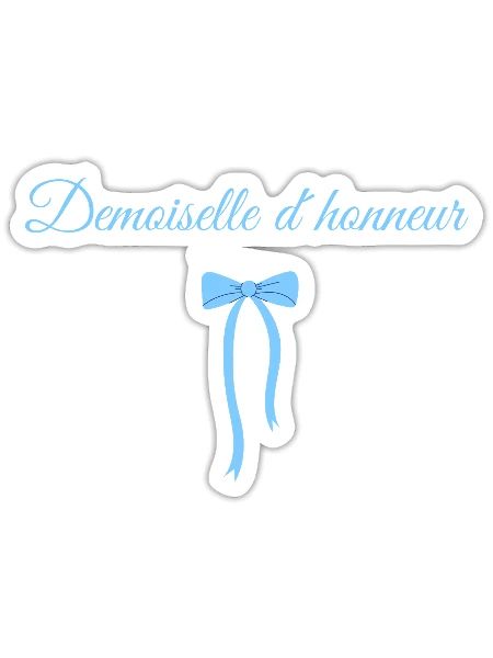 Blaue Schleife Brautjungfer - Sticker Größe S (10 x 10 cm) - Mattweiß - Vorne