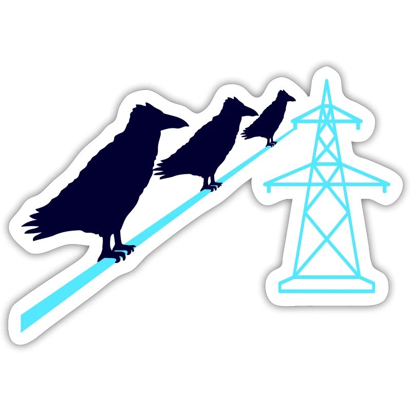 3 Ravens Sitting Câble d’alimentation Corde Câble d’alimentation Itinéraire du câble d’alimentation