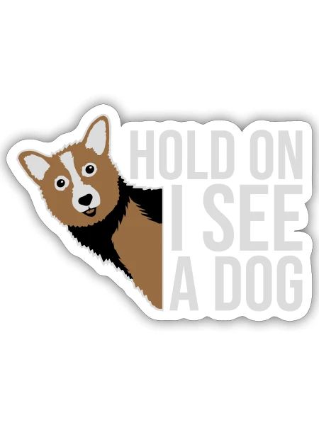 Hold On I See A Dog Hund Lustig Abgelenkt Spruch - Sticker Größe S (10 x 10 cm) - Mattweiß - Vorne