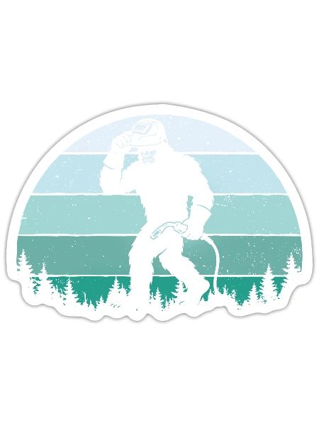 Bigfoot-Schweißer – Schweißer und Metallarbeiter Sasquatch - Sticker Größe S (10 x 10 cm) - Mattweiß - Vorne