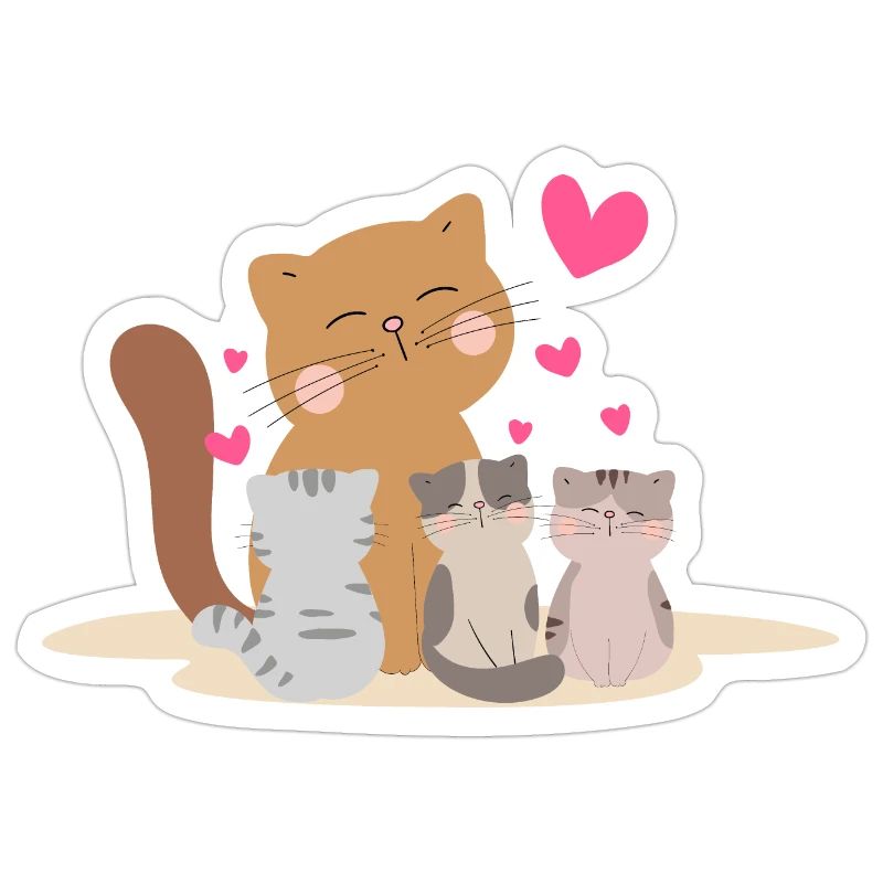 Chat de mère avec ses chatons avec tant d’amour !