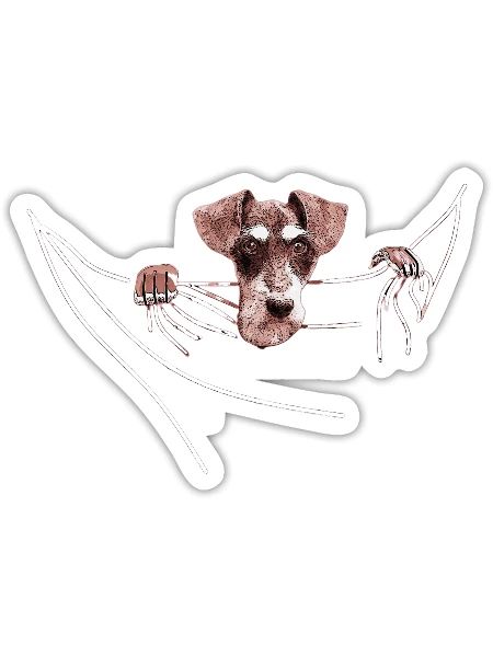 Dackel Jagdhund in der Tasche - Sticker Größe S (10 x 10 cm) - Mattweiß - Vorne