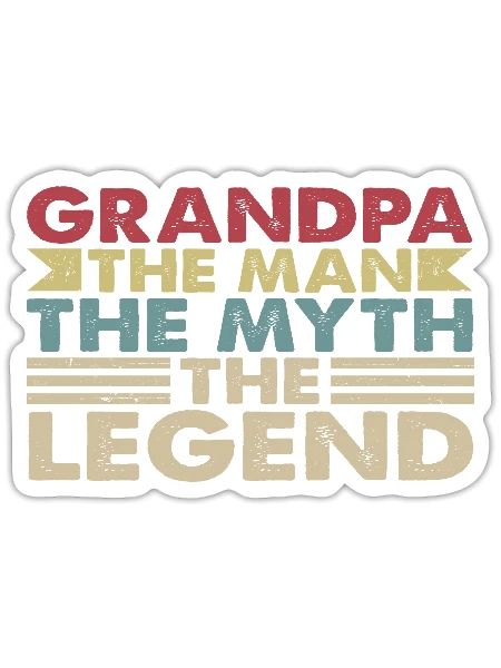 LÉGENDE DE LA MESURE DE GRAND-PÈRE HOMME - Sticker taille S (10 x 10 cm) - blanc mat - Devant