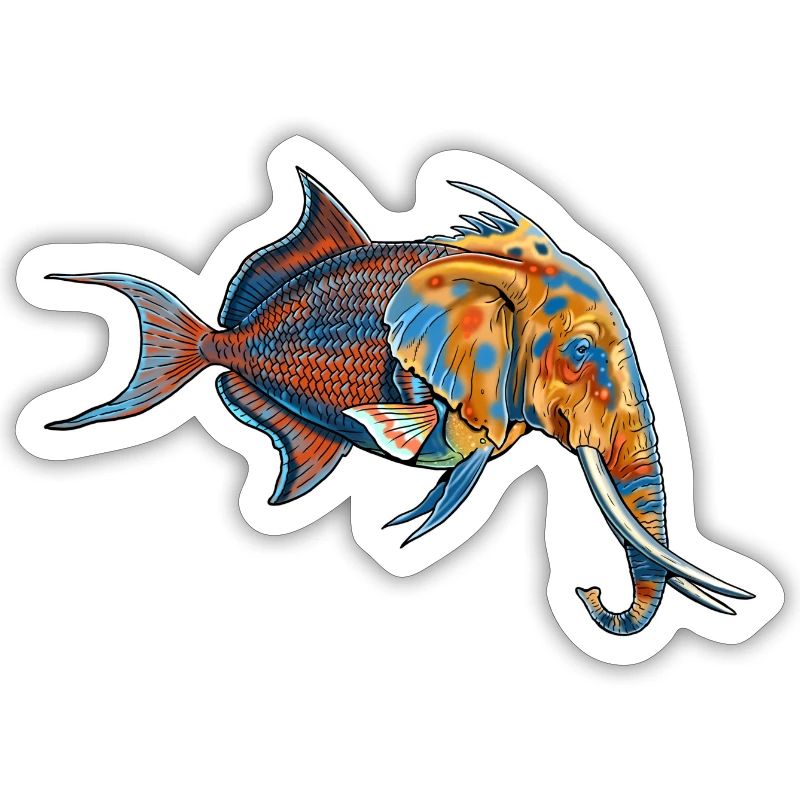 Fantastic creature: half elephant, half fish