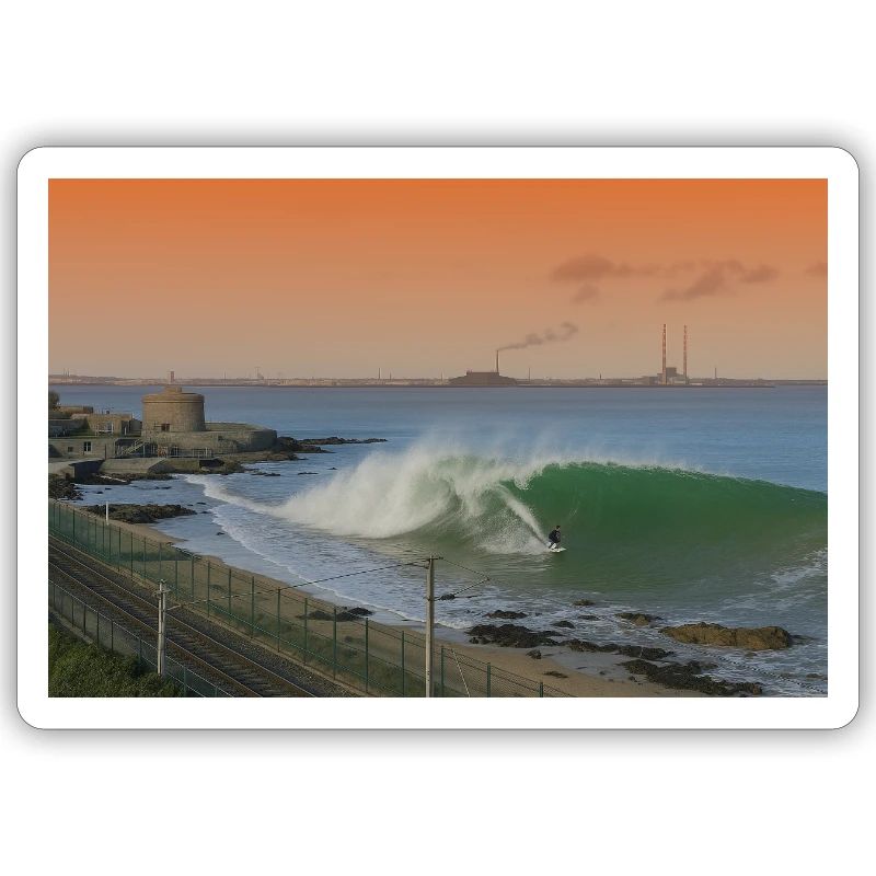 surfer wave scene sunset gradient