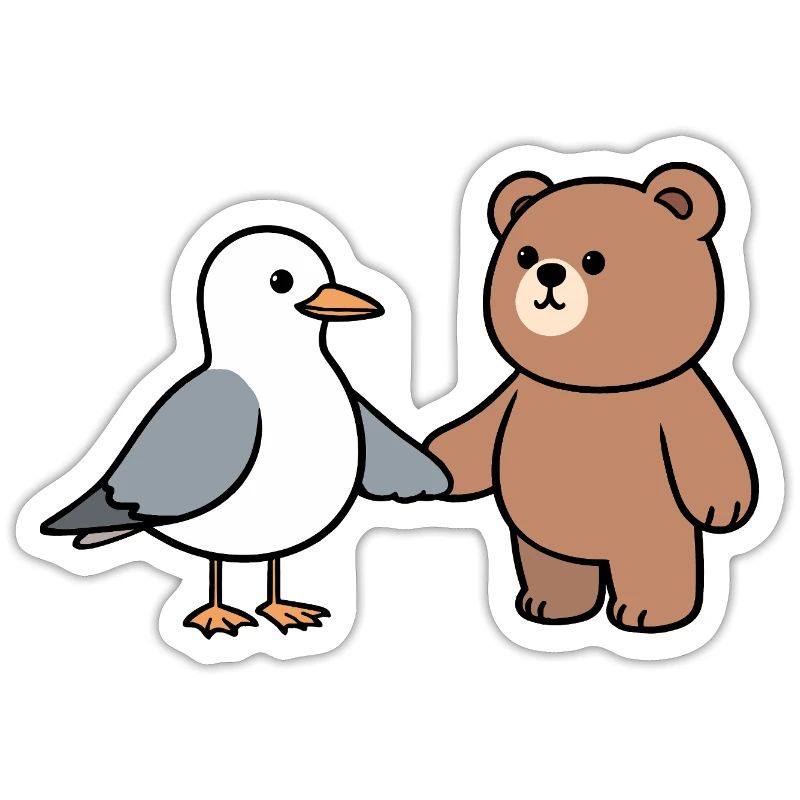 Moin Mouette Ours Amitié Amour Mains Tenant