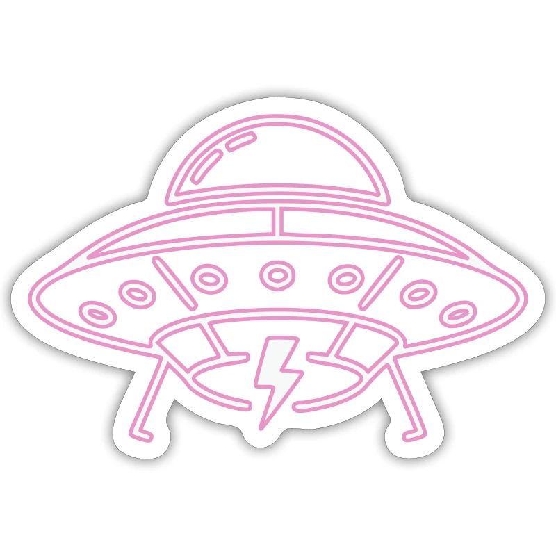 UFO Neon Pink Lightning Party Techno Vector