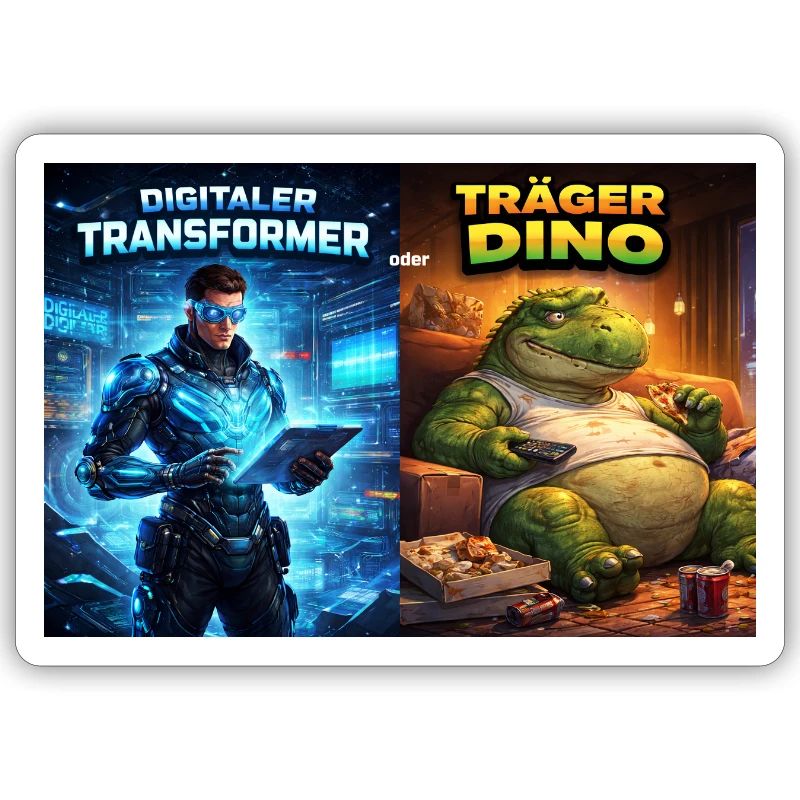 Digitaler Tech-Kämpfer oder träger Dino