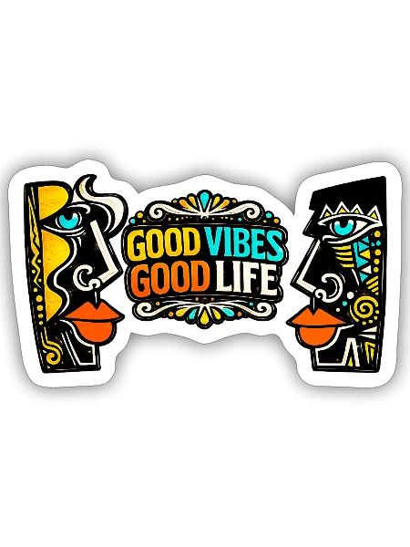 Good Zeiten Good Life Kunst Print - Sticker Größe S (10 x 10 cm) - Mattweiß - Vorne