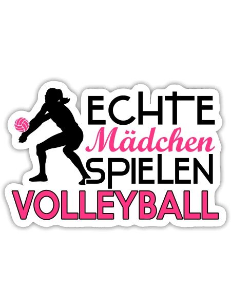 Echte Mädchen spielen Volleyball - Sticker Größe S (10 x 10 cm) - Mattweiß - Vorne