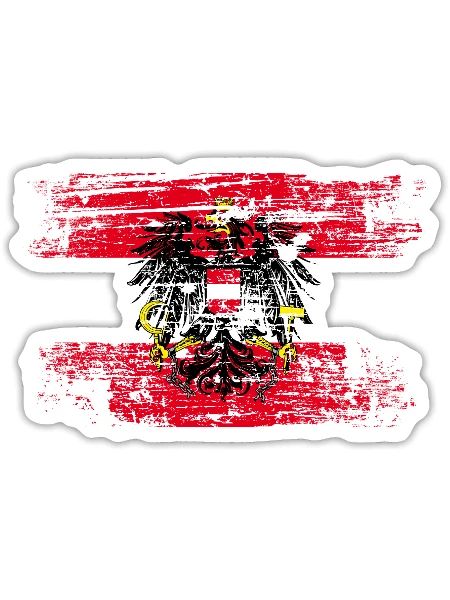 Österreich Austria Flagge Fahne Adler - Sticker Größe S (10 x 10 cm) - Mattweiß - Vorne