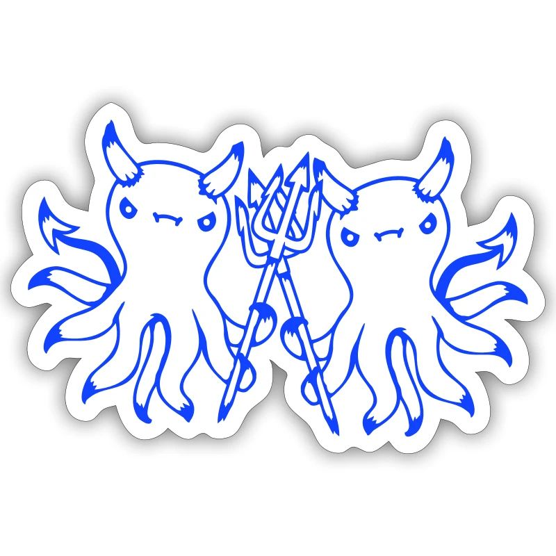 2 Octopus Devil Hell Team Friends Satan Evil Cute