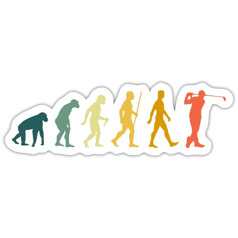 Golf Evolution Golfer Entwicklung Golfen Retro