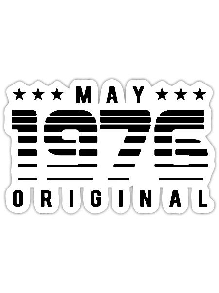 May 1976 Original Striped Vintage Geburtstag - Sticker Größe S (10 x 10 cm) - Mattweiß - Vorne