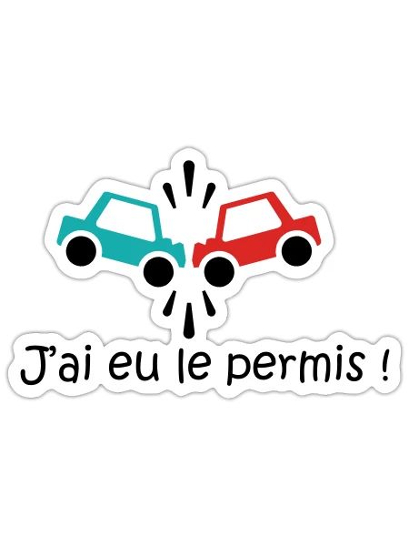 permis - Sticker taille S (10 x 10 cm) - blanc mat - Devant
