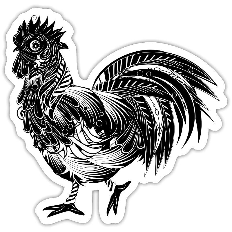 An ornately decorated rooster