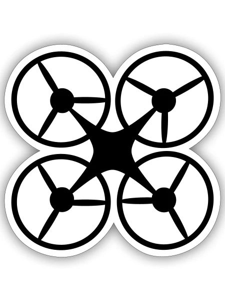 Drohne - Sticker Größe S (10 x 10 cm) - Mattweiß - Vorne