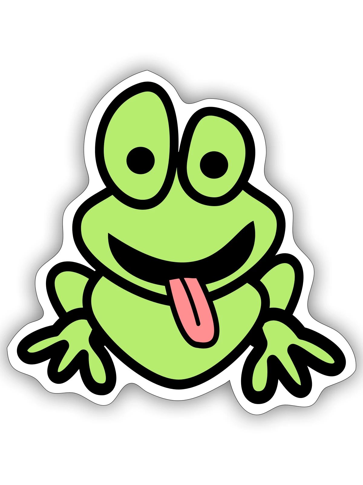 Frosch mit Zunge - Sticker Größe S (10 x 10 cm) - Mattweiß - Vorne