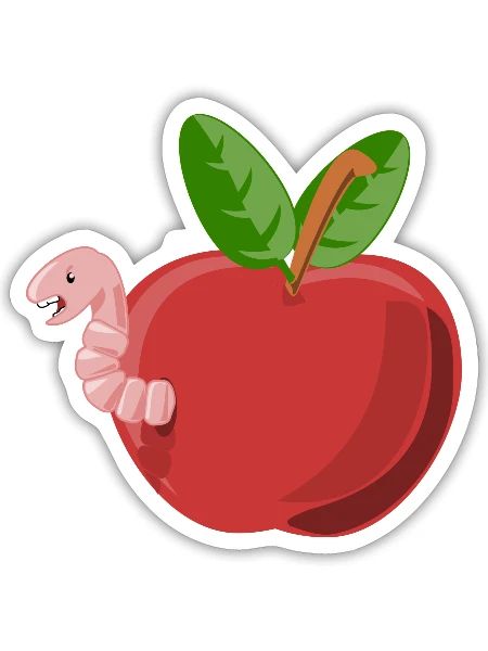 Wurm - Sticker Größe S (10 x 10 cm) - Mattweiß - Vorne
