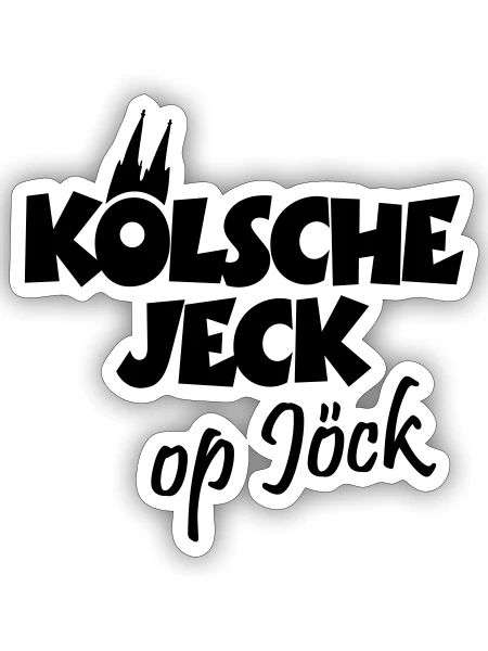 Kölsche Jeck op Jöck Kölsch Köln - Sticker Größe S (10 x 10 cm) - Mattweiß - Vorne