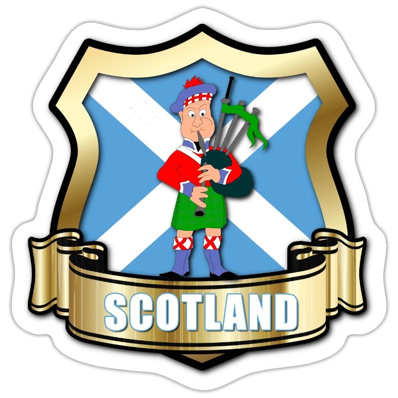 Drapeau de l'Écosse avec bouclier d'or et piper