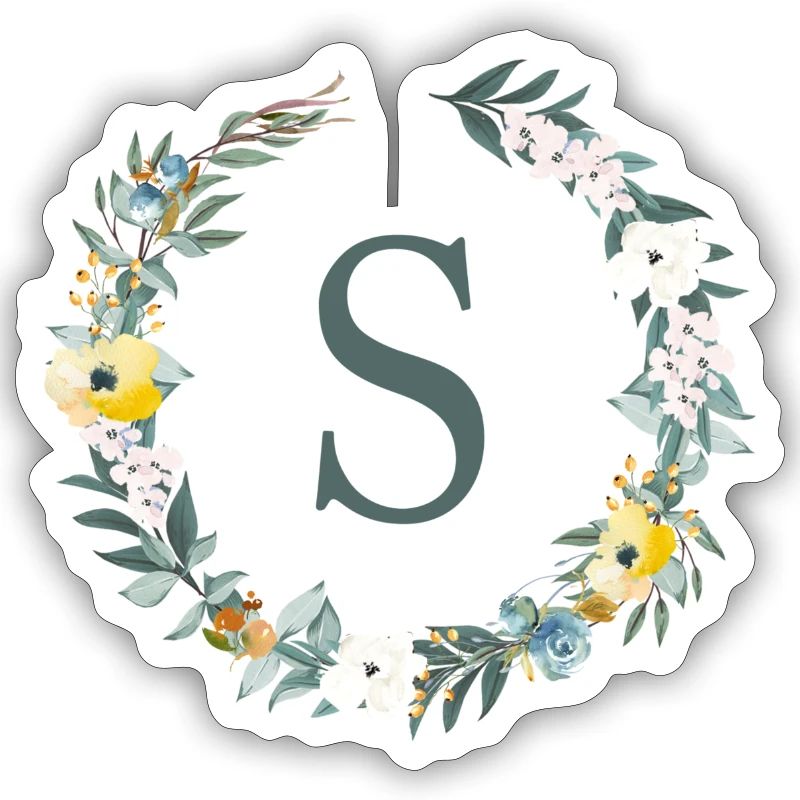 Customizable Monogram S Flowers Circle Spring