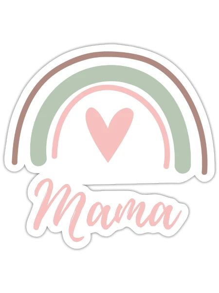 Mama Mom Regenbogen Herz Baby Beste Mama Muttertag - Sticker Größe S (10 x 10 cm) - Mattweiß - Vorne