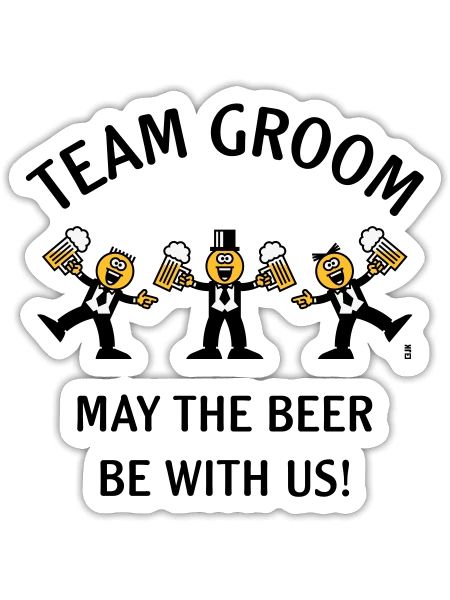 Team Groom (Caricature / Beer With Us / 3C / B) - Sticker size S (10 x 10 cm) - white matte - Front