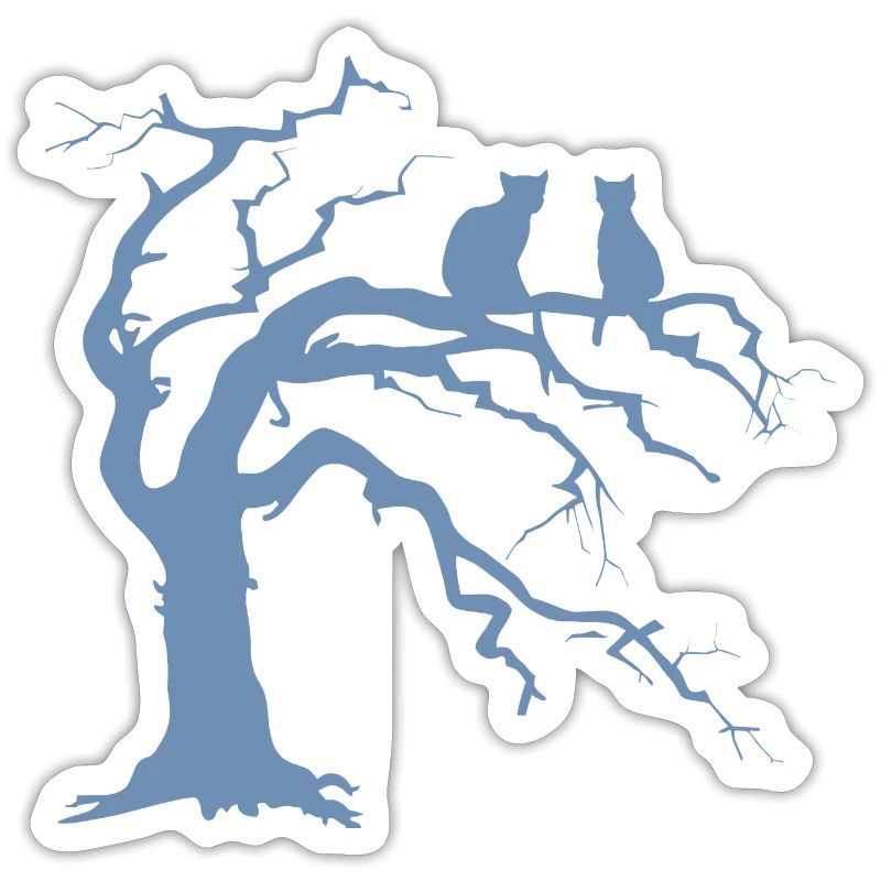 Dead tree with 2 cats silhouette