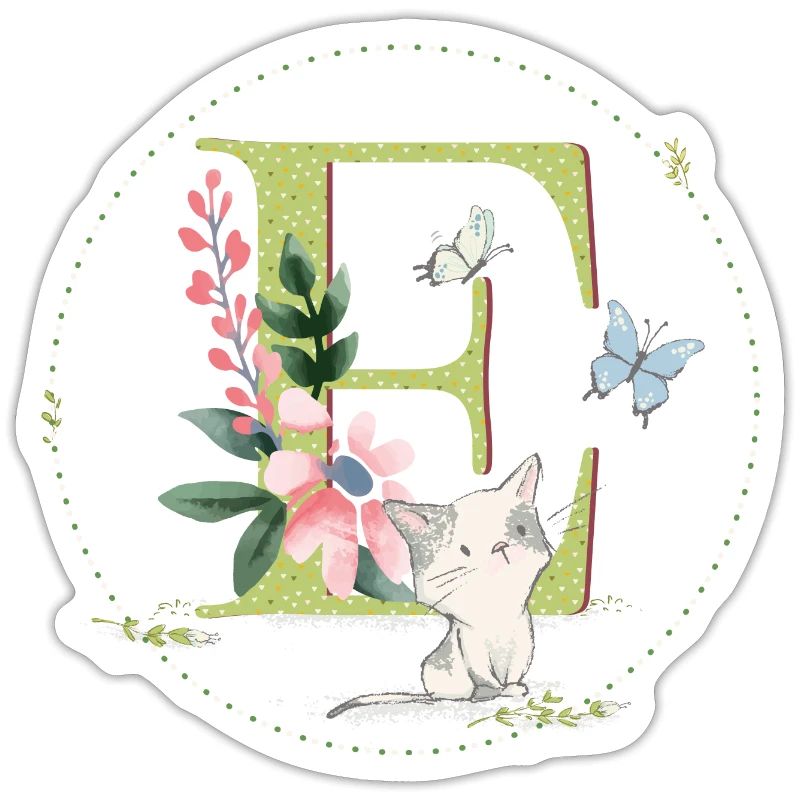 First letter E with cat