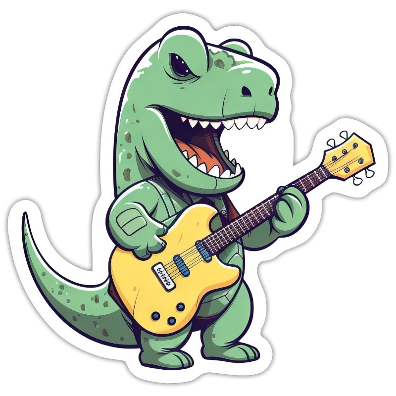 Trex Dinosaurier mit Elektrischer Gitarre