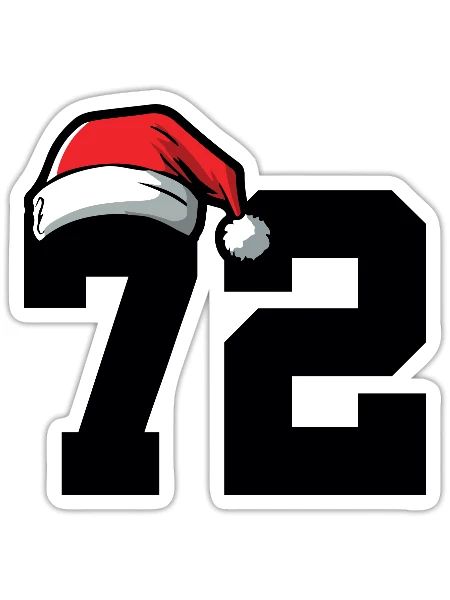 72 Zahl Weihnachten - Sticker Größe S (10 x 10 cm) - Mattweiß - Vorne