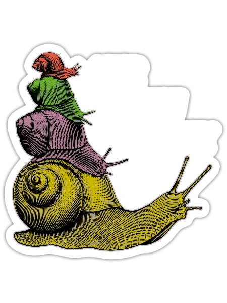 Keine Hektik Schnecken übereinander und Spruch - Sticker Größe S (10 x 10 cm) - Mattweiß - Vorne