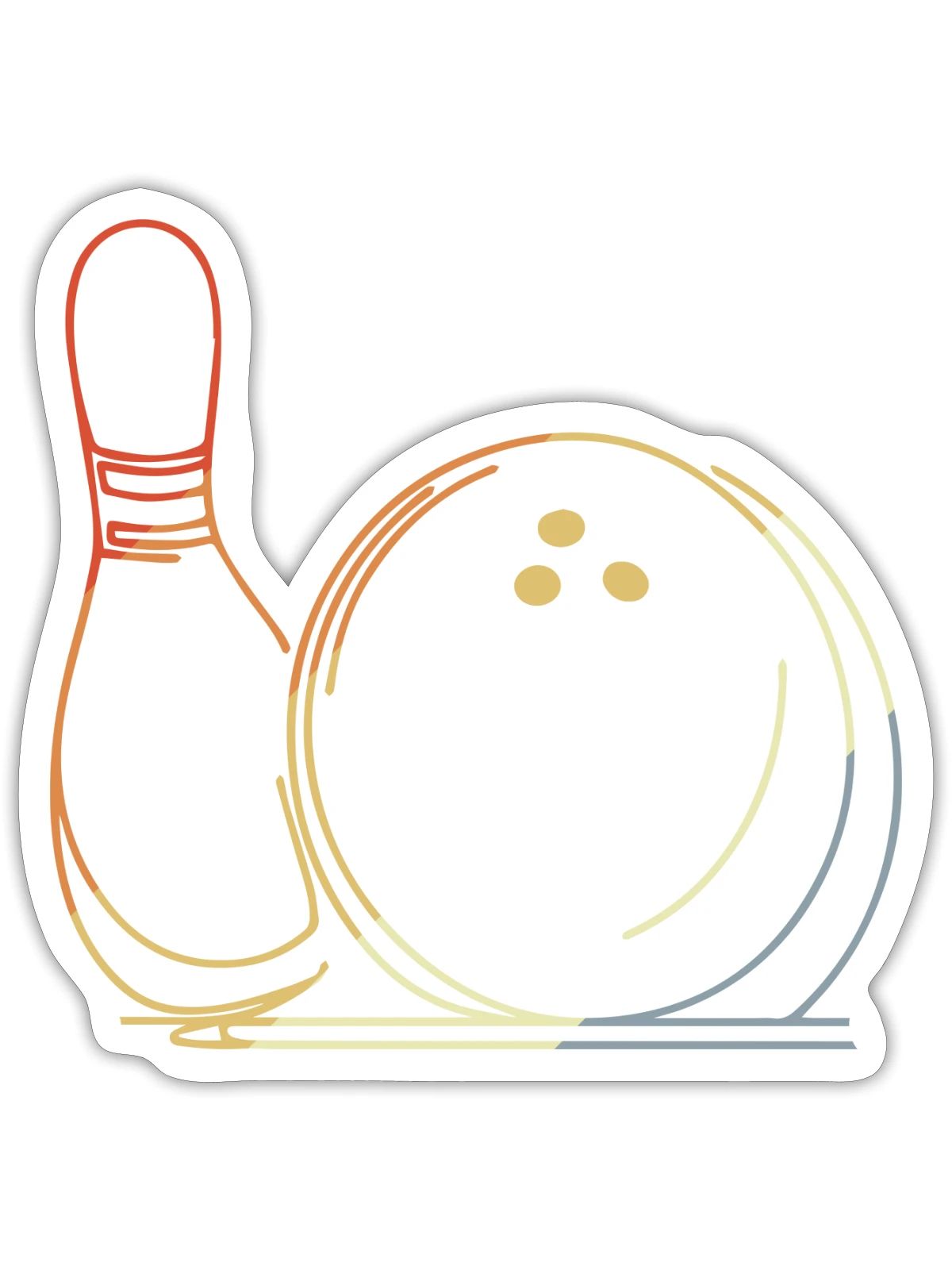 Bowlingkugel und Pin Skizze - Sticker Größe S (10 x 10 cm) - Mattweiß - Vorne