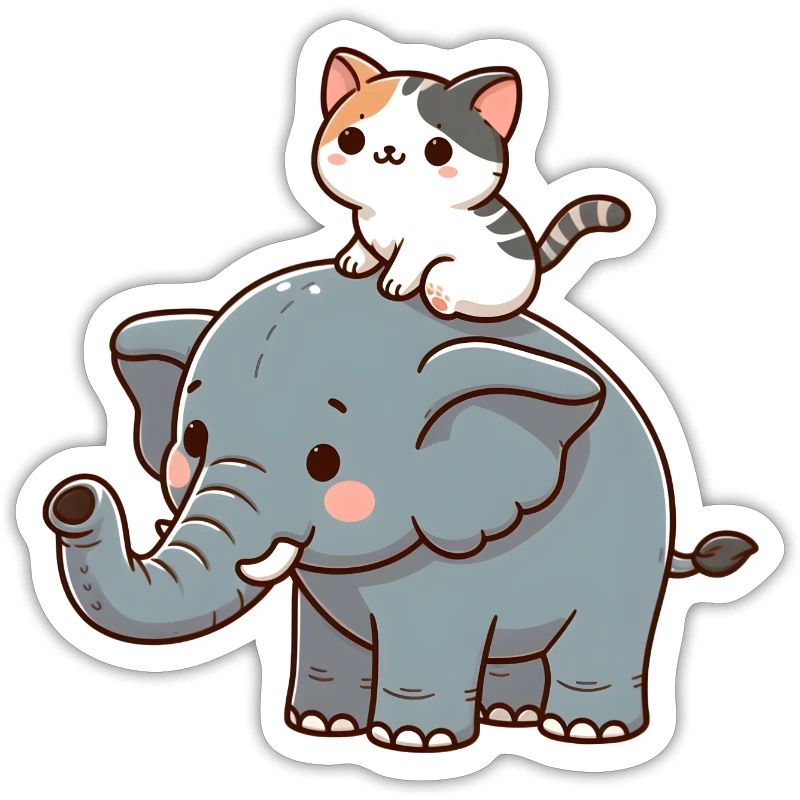 Le chat monte à dos d’éléphant