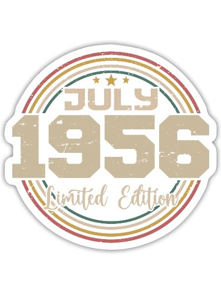 1956 Birthday July 1956 Gift July 1956 - Sticker size S (10 x 10 cm) - white matte - Front
