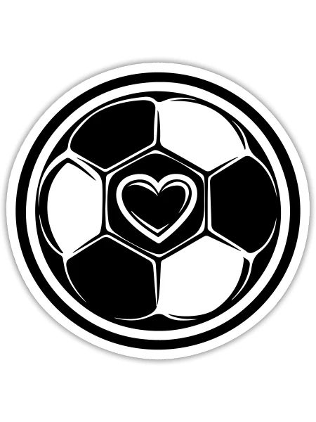 Fussball Symbol Herz Mannschaft - Sticker Größe S (10 x 10 cm) - Mattweiß - Vorne