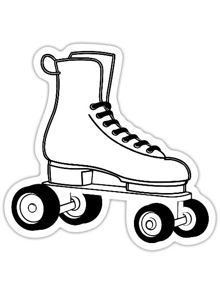 Rollerskates Line Art - Sticker Größe S (10 x 10 cm) - Mattweiß - Vorne