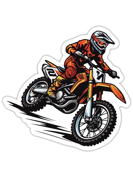Motocross Sport - Sticker Größe S (10 x 10 cm) - Mattweiß - Vorne