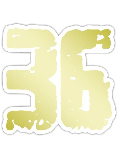 36 Number Vintage - Sticker size S (10 x 10 cm) - white matte - Front