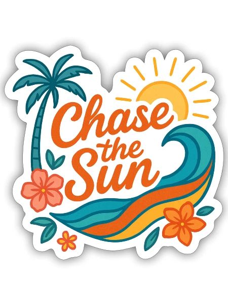 chase the sun | Sommer Design - Sticker Größe S (10 x 10 cm) - Mattweiß - Vorne