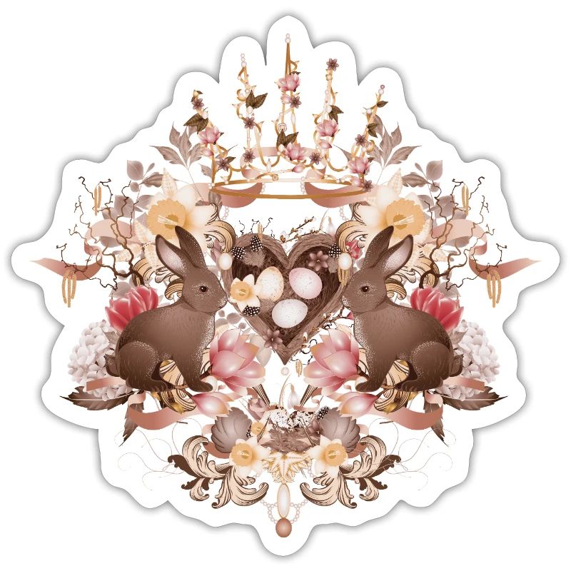 Sepia frame with bunnies and Easter nest