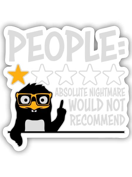 People Absolute Nightmare 1 Stern Review Pinguin - Sticker Größe S (10 x 10 cm) - Mattweiß - Vorne