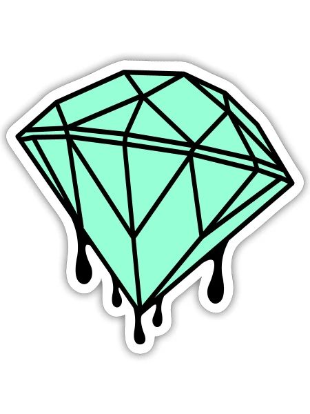Geometrischer Mint-Diamant - Sticker Größe S (10 x 10 cm) - Mattweiß - Vorne