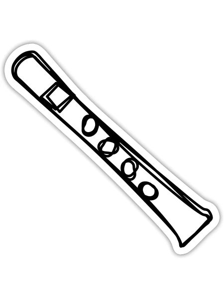 Blockflöte handgezeichnet - Sticker Größe S (10 x 10 cm) - Mattweiß - Vorne