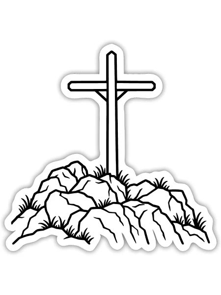 Gipfelkreuz – Berge Wandern Gipfel - Sticker Größe S (10 x 10 cm) - Mattweiß - Vorne
