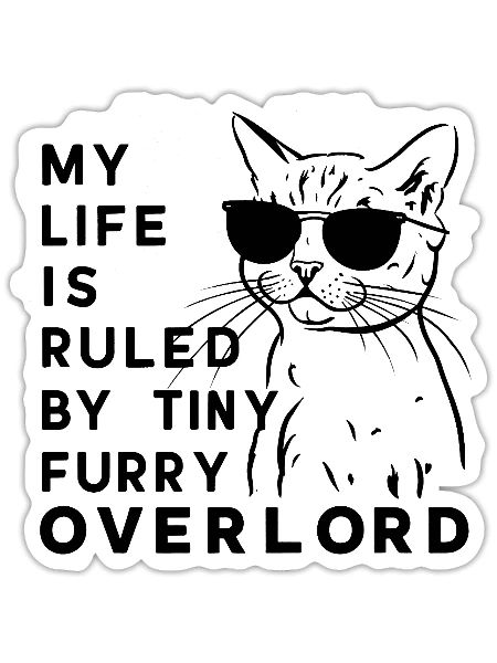 Kleiner pelziger Overlord-Katzen-Humor - Sticker Größe S (10 x 10 cm) - Mattweiß - Vorne