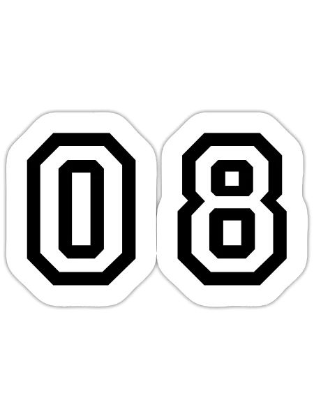 Nummer - 08 - null acht - Sticker Größe S (10 x 10 cm) - Mattweiß - Vorne