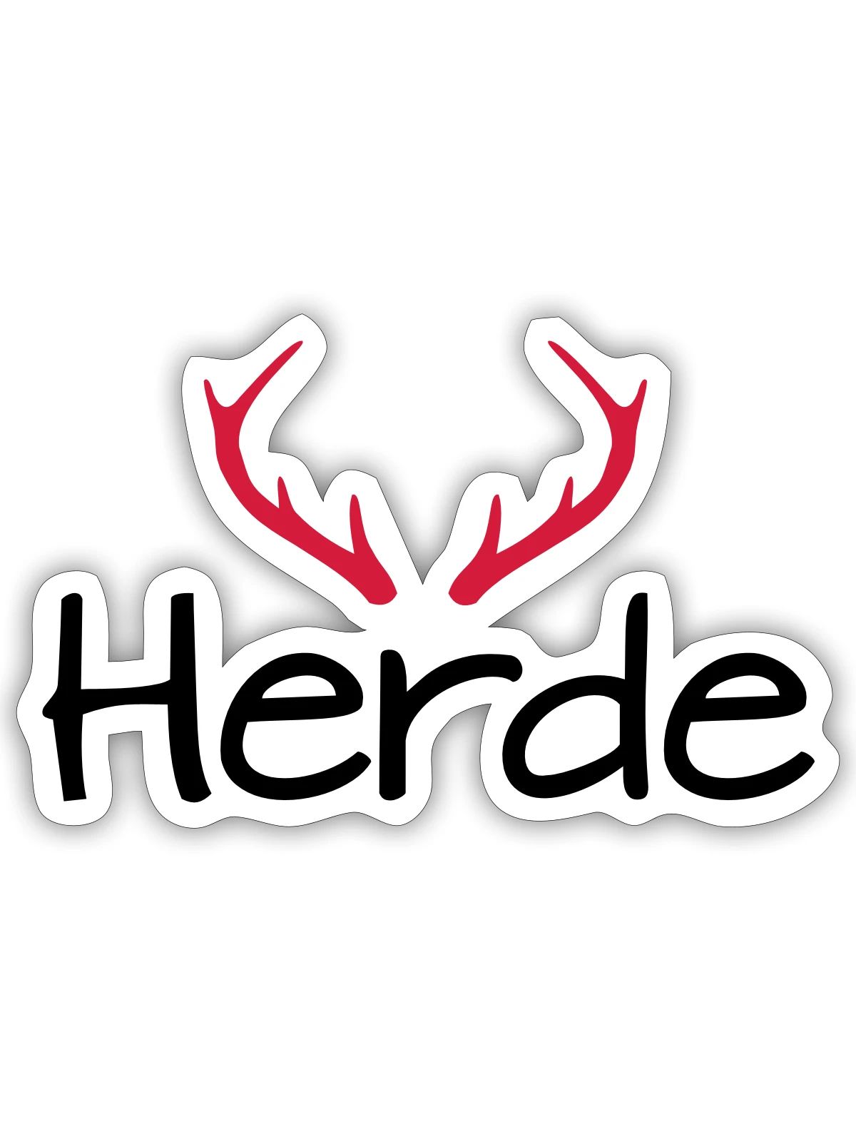 Herde Geweih Hirschgeweih - Sticker Größe S (10 x 10 cm) - Mattweiß - Vorne